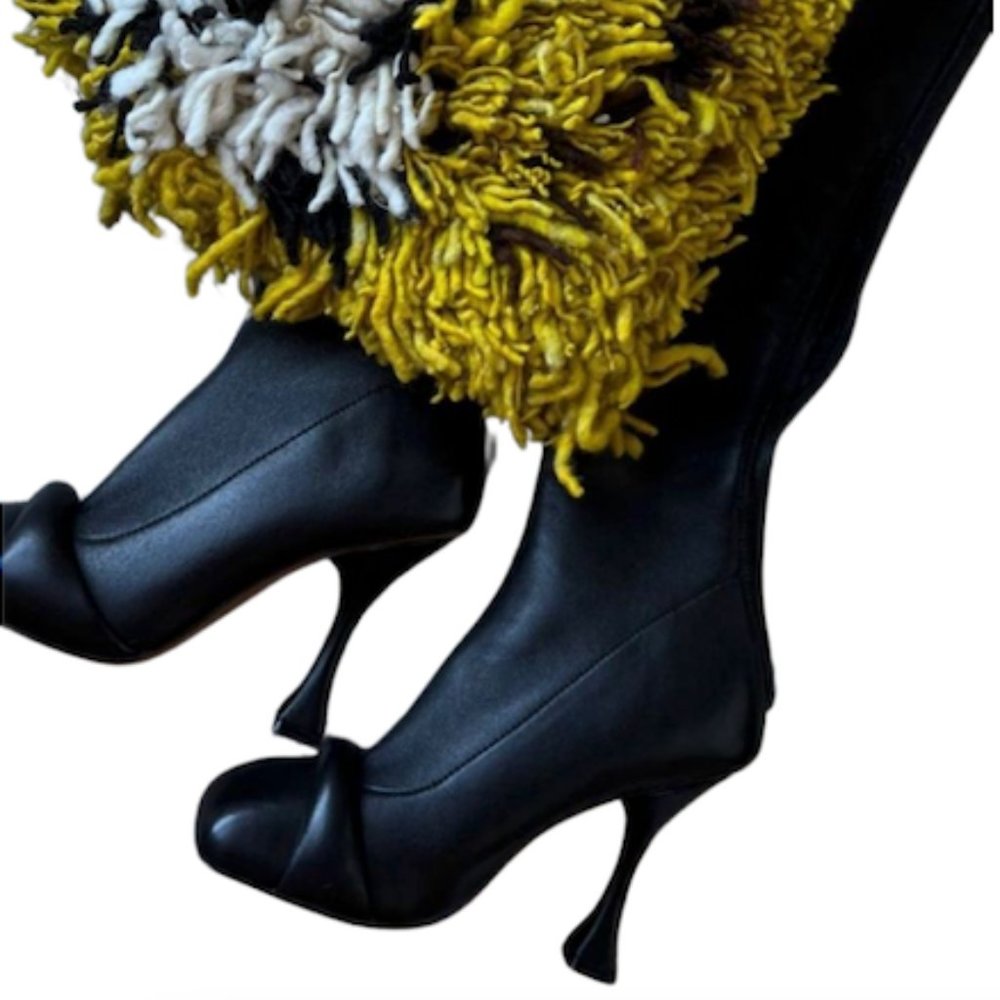VEGAN LEATHER KNEE HIGH BOOTS WITH TOE STRAP